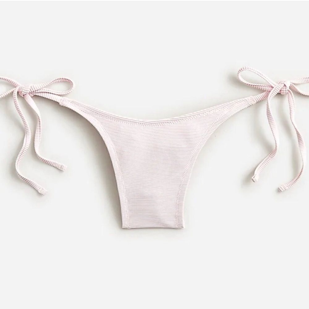 J crew Ribbed curved-waist cheeky string bikini bottom